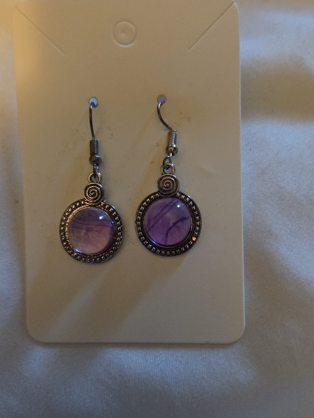 Purple Stone Drop Earrings by